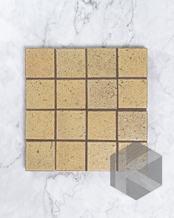 Hatsu Square Wheat Mustard Japanese Hand Crafted Mosaic Tile 72x72mm