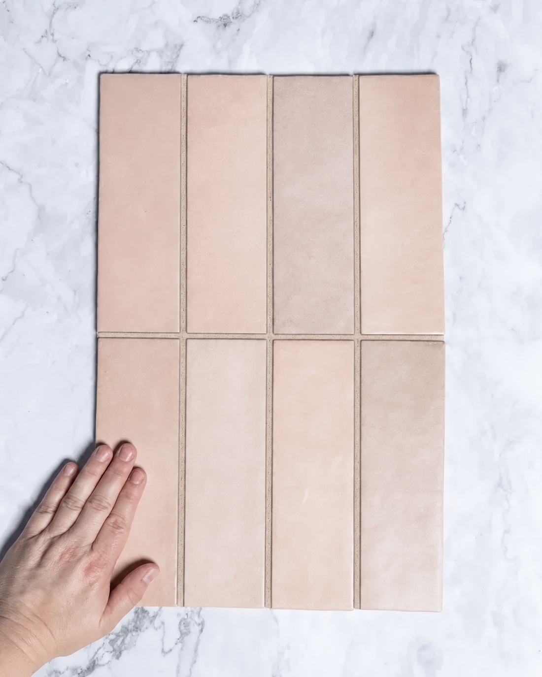 Rimtou Dusty Pink Subway Matt Tile 65x200mm tile, view 1 - Tile Touch