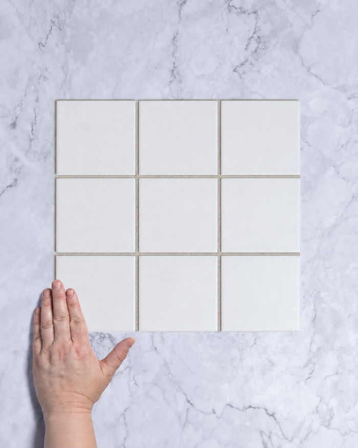 Bridges Ivory Unglazed Full Body Porcelain Square Mosaic Tile 97x97mm