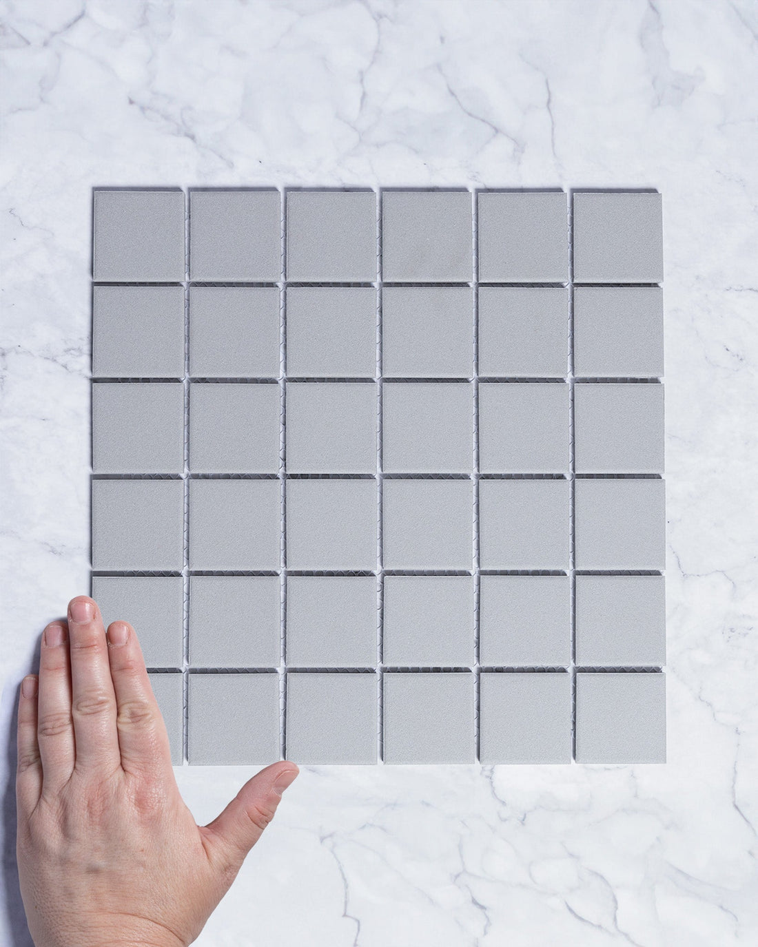 Bridges Stone Grey Unglazed Full Body Porcelain Square Mosaic Tile 48 x 48mm
