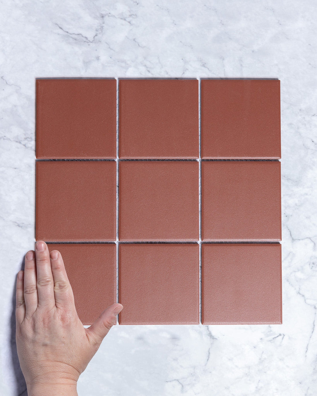 Bridges Dark Terracotta Unglazed Full Body Porcelain Square Mosaic Tile 97x97mm tile, view 1 - Tile Touch