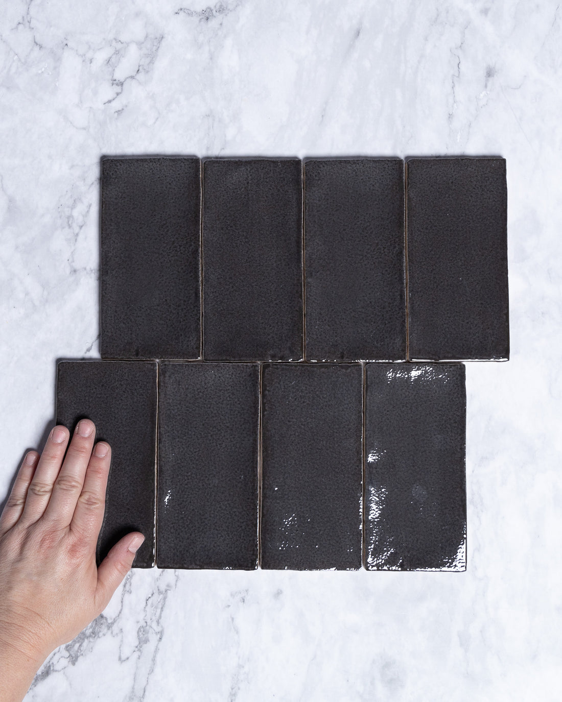 Exville Charcoal Gloss Spanish Tile 75x150mm tile, view 1 - Tile Touch