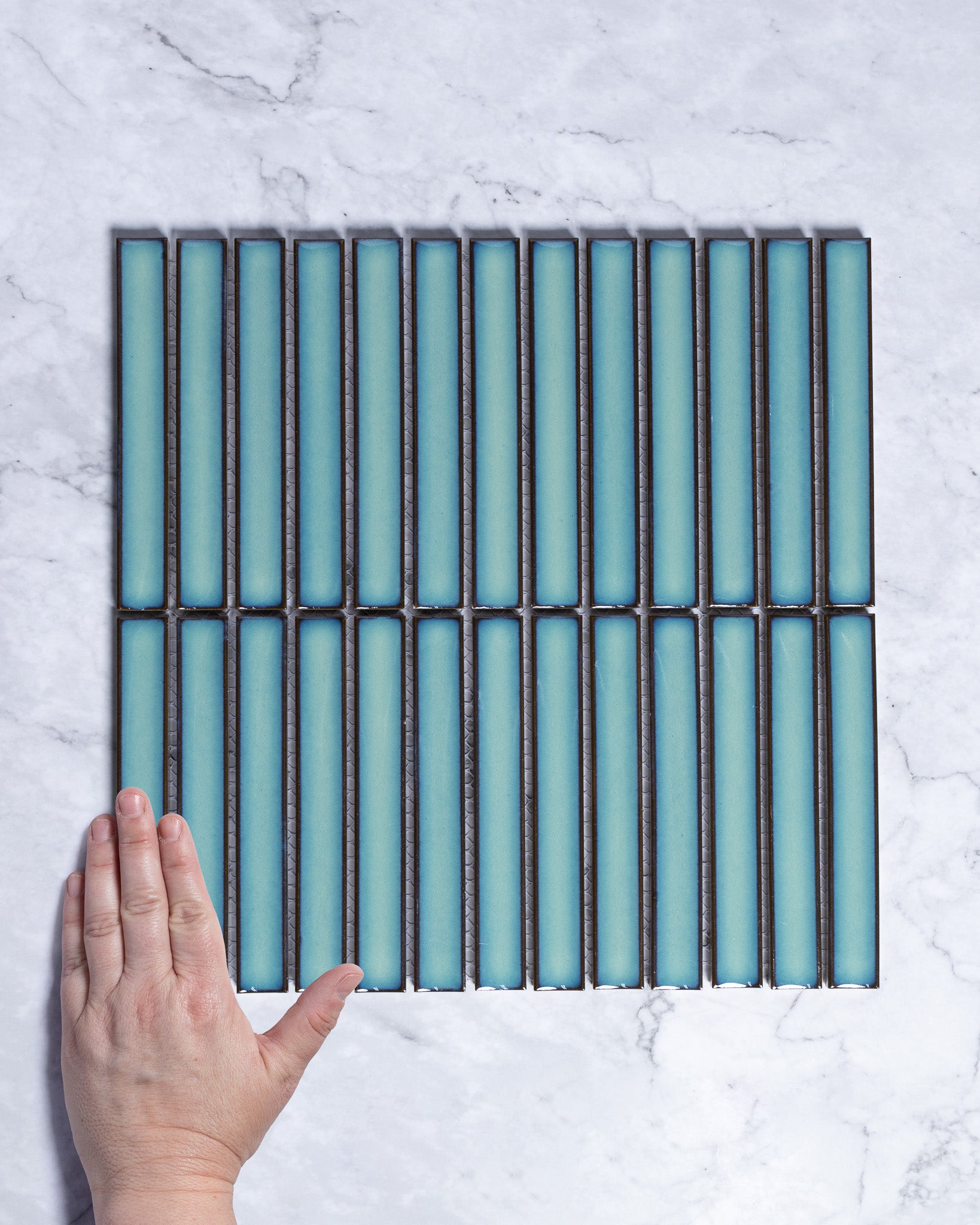Gracemere Jade Green Gloss Concave Kit Kat Finger Mosaic Tile
