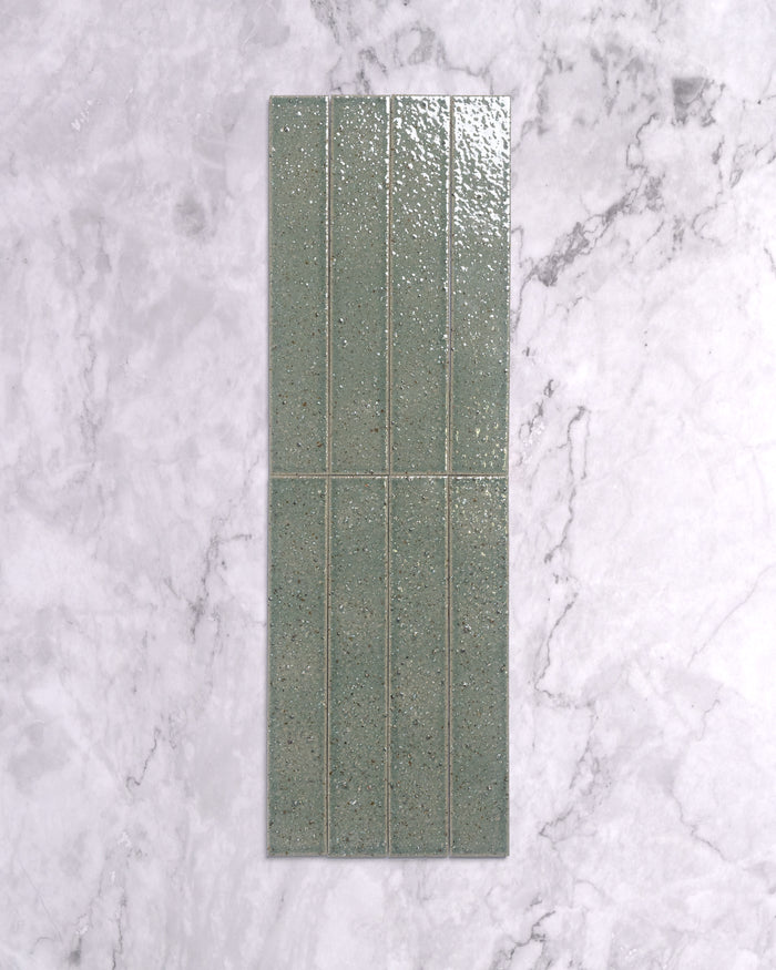 Hatsu Long Brick Aqua Hand Glazed Japanese Tile