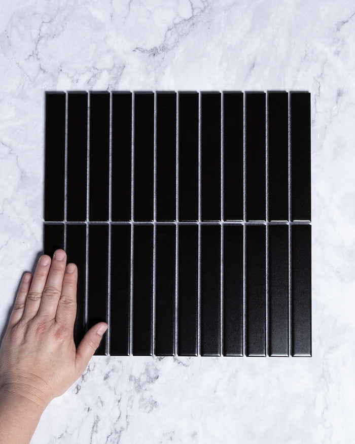 Kalana Kit Kat Finger Black Matt Mosaic Tile tile, view 1 - Tile Touch