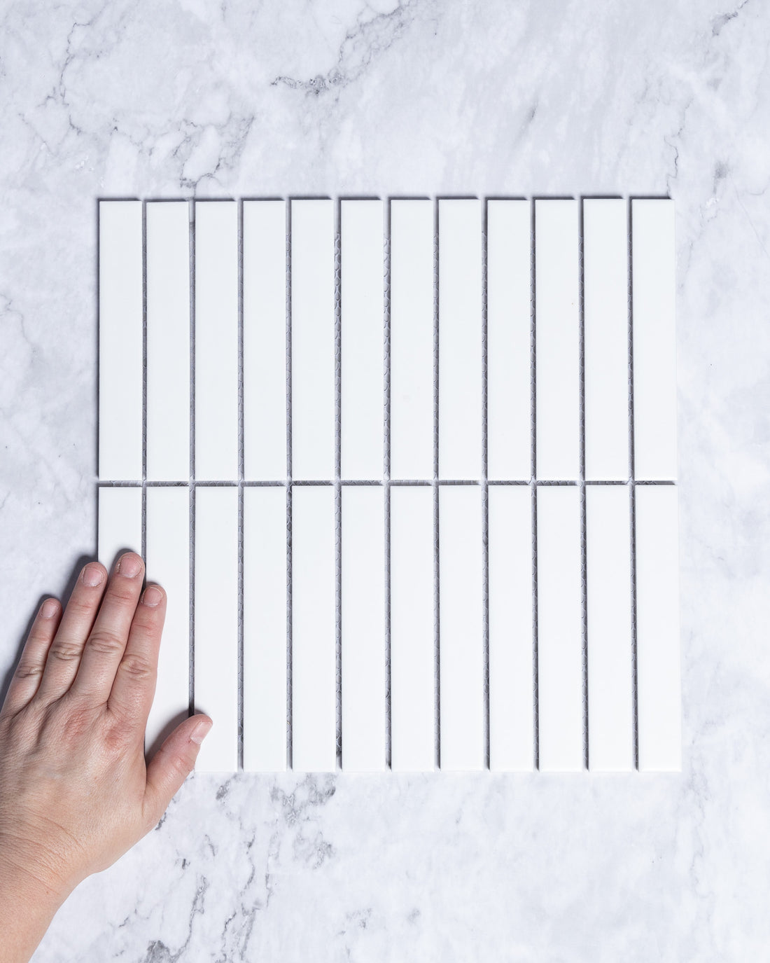 Kalana Kit Kat Finger White Matt Mosaic Tile tile, view 1 - Tile Touch