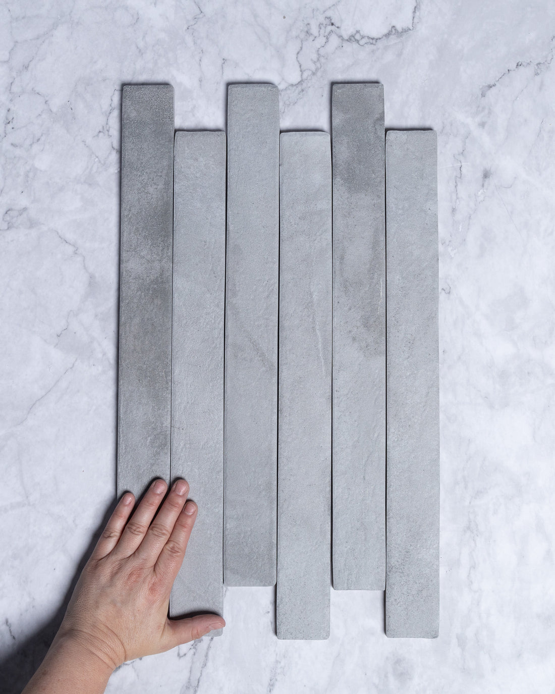 Lazer Brick Look Italian Porcelain Tile 48x450mm Silver tile, view 1 - Tile Touch