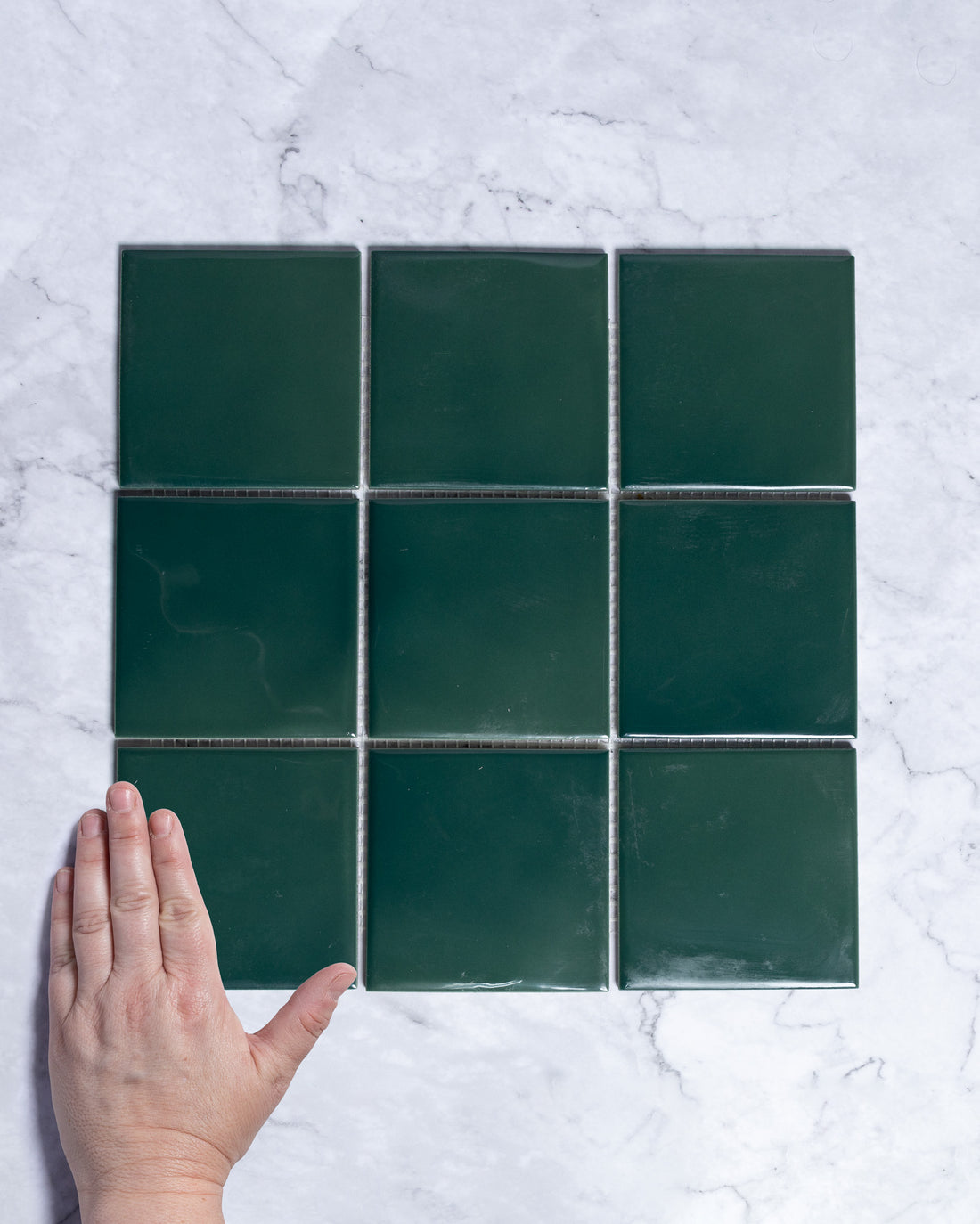 Ligato Emerald Green Gloss Square Mosaic 100 x 100mm tile, view 1 - Tile Touch