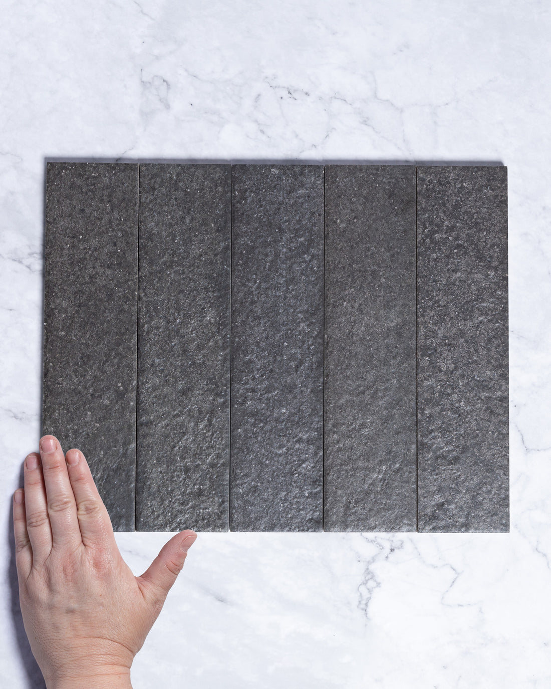 London Mini Bricks Italian Porcelain Tile 60x240mm Black tile, view 1 - Tile Touch