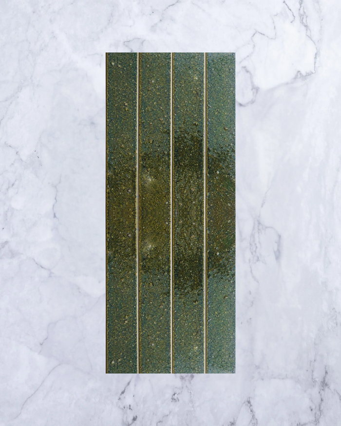 Hatsu Long Brick Oribe Green Hand Glazed Japanese Tile tile - Tile Touch