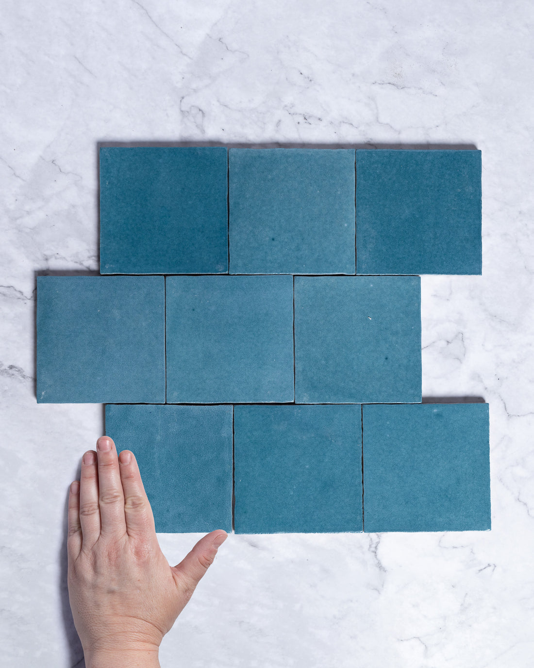 Rabat Sky Blue Zellige Look Spanish Ceramic Tile 100x100mm tile, view 1 - Tile Touch