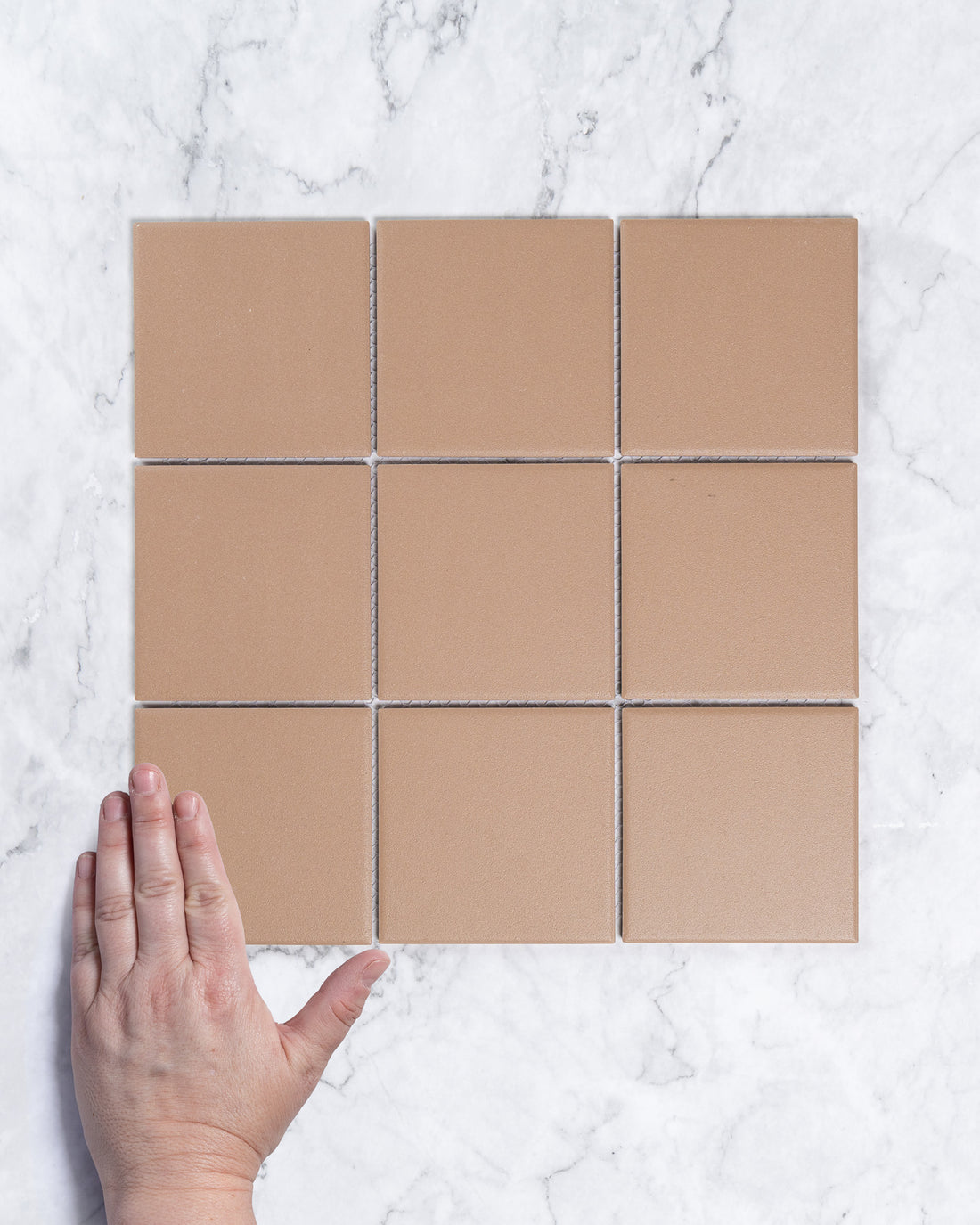 Bridges Mocha Brown Unglazed Full Body Porcelain Square Mosaic Tile 97x97mm tile, view 1 - Tile Touch