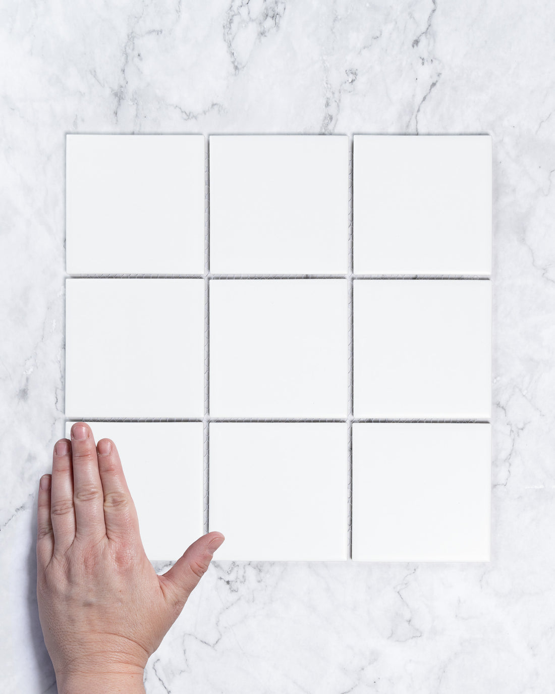 Vasta Plain White Matt Square Mosaic 97x97mm tile, view 1 - Tile Touch