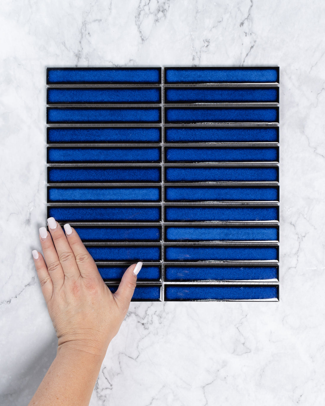 Kalana Kit Kat Finger Denim Blue Finger Mosaic Tile tile, view 1 - Tile Touch