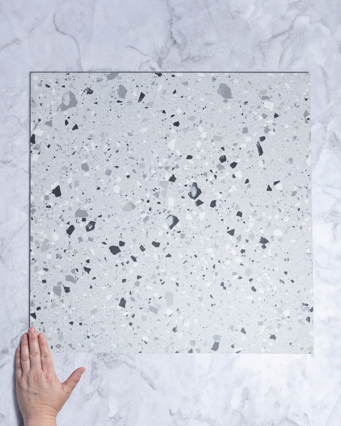 Springfield Silver Terrazzo Look Porcelain Tile 600 x 600mm