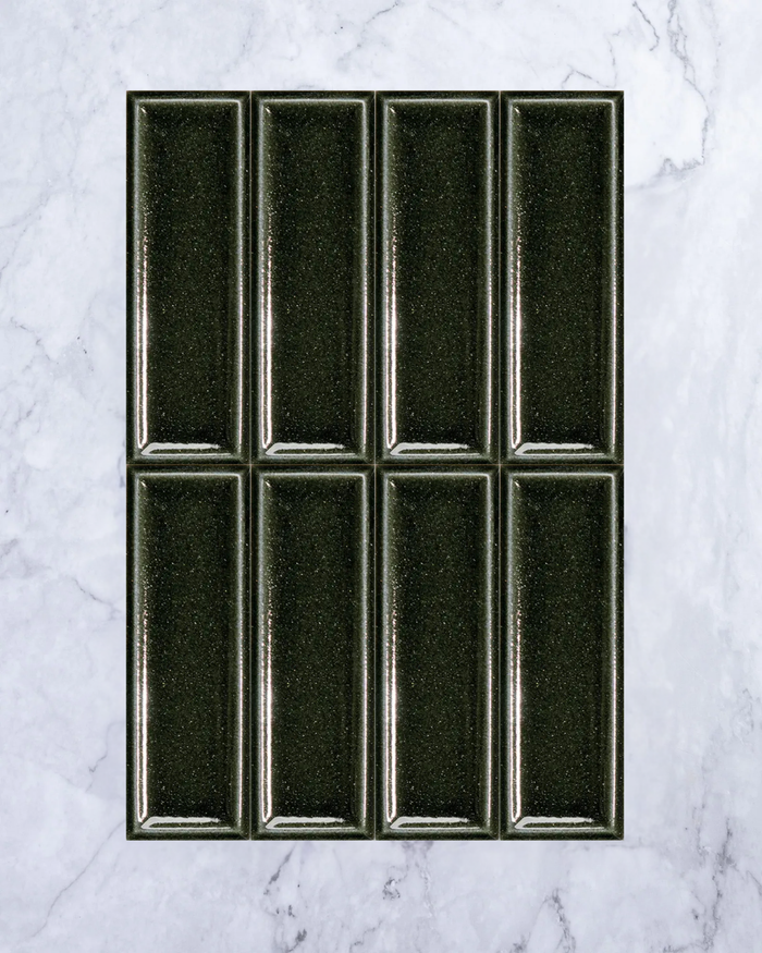Yuki Bevelled Evergreen Dark 50x150mm tile - Tile Touch