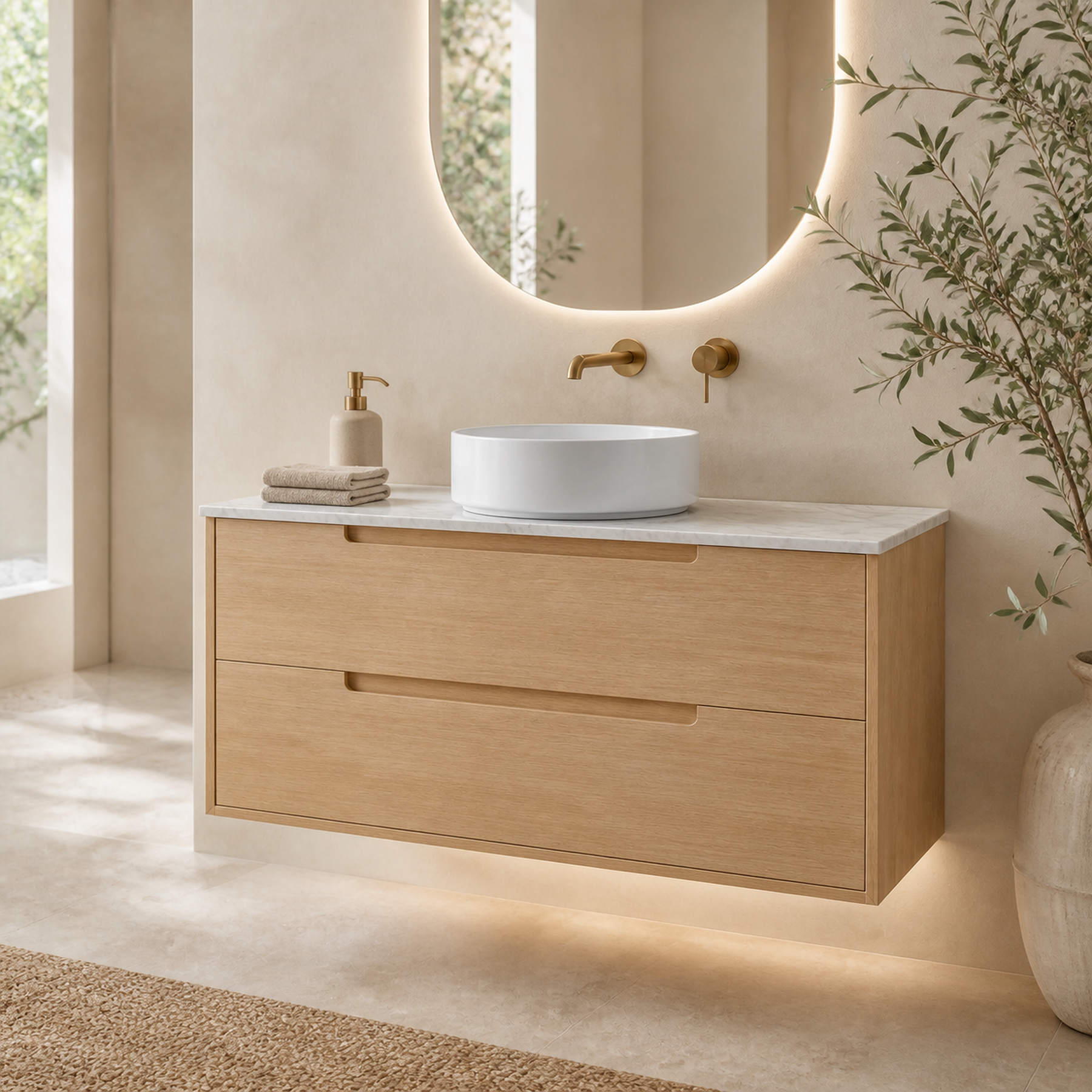 Vanities in a finished bathroom