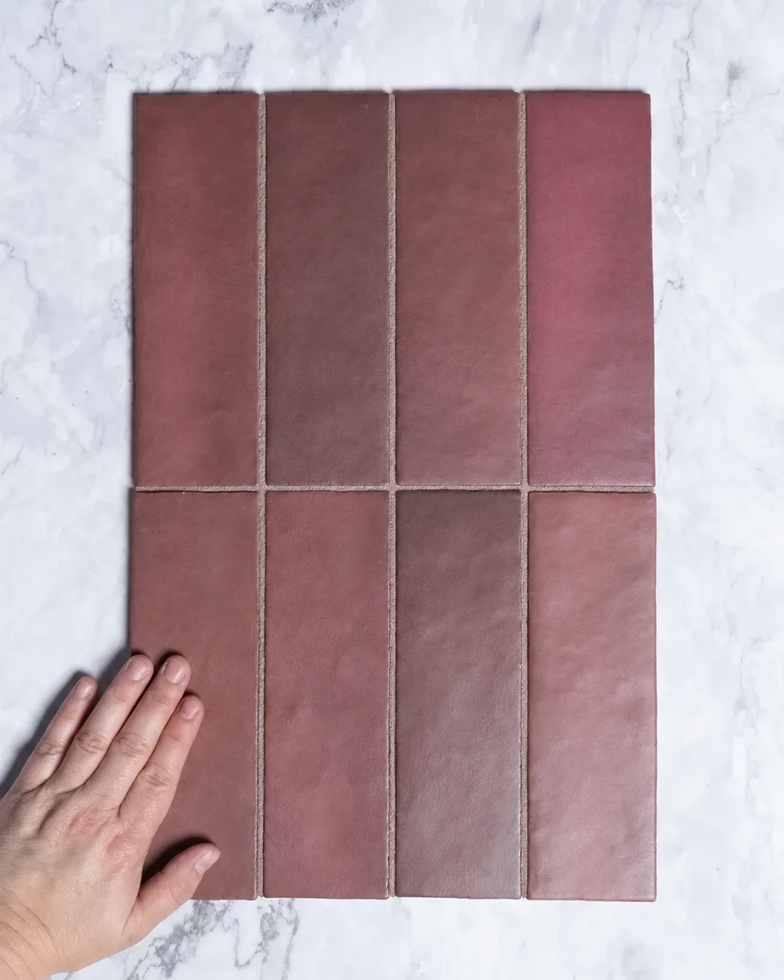 Rimtou Burgundy Subway Matt Tile 65x200mm tile, view 1 - Tile Touch