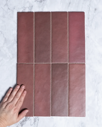 Rimtou Burgundy Subway Matt Tile 65x200mm tile, view 1 - Tile Touch