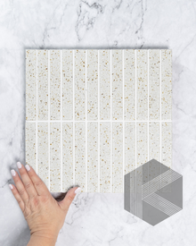  Hatsuborder White Speckle Japanese Hand Crafted Kit Kat Mosaic Tile 23x152mm