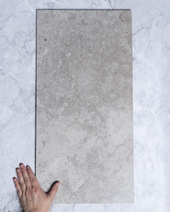 Apex Grey Travertine Look Porcelain Tile Matt 300 x 600mm