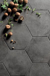 Arden Charcoal Italian Porcelain Tile Matt Hexagon 250x216mm tile, view 3 - Tile Touch