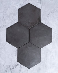 Arden Charcoal Italian Porcelain Tile Matt Hexagon 250x216mm tile, view 2 - Tile Touch