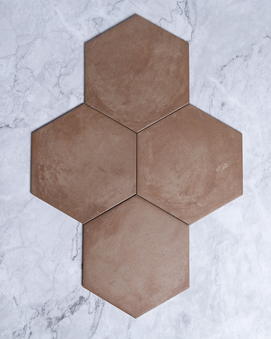 Arden Dark Terracotta Red Italian Porcelain Tile Matt Hexagon 250x216mm