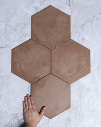 Arden Dark Terracotta Red Italian Porcelain Tile Matt Hexagon 250x216mm tile, view 1 - Tile Touch