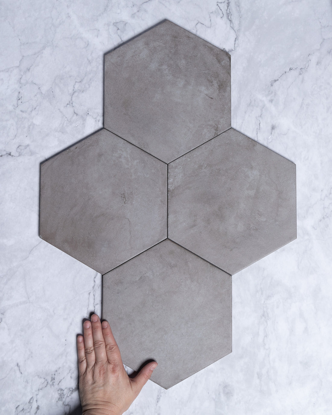 Arden Smoke Italian Porcelain Tile Matt Hexagon 250x216mm tile, view 1 - Tile Touch