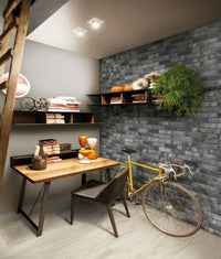 Ashcroft Charcoal Brick Look Italian Porcelain Tile 60 x 250mm tile, view 3 - Tile Touch