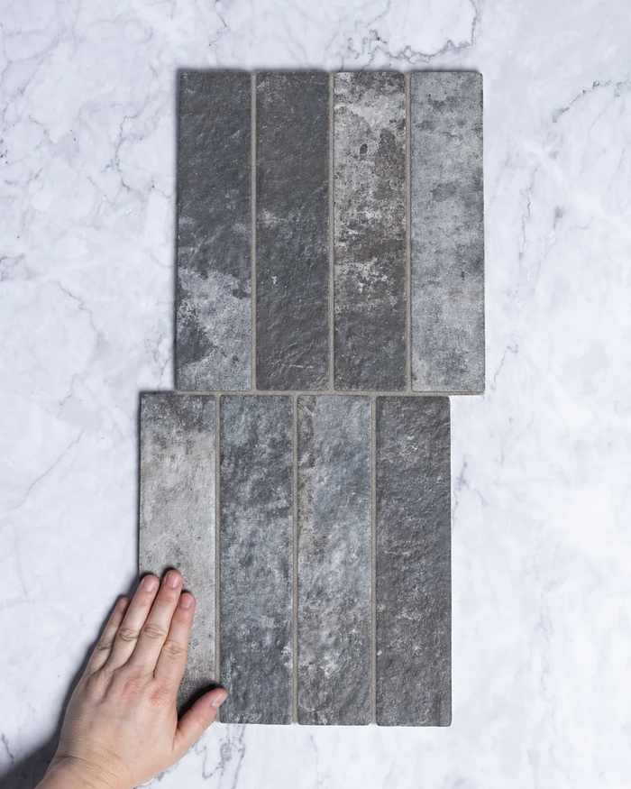 Ashcroft Charcoal Brick Look Italian Porcelain Tile 60 x 250mm