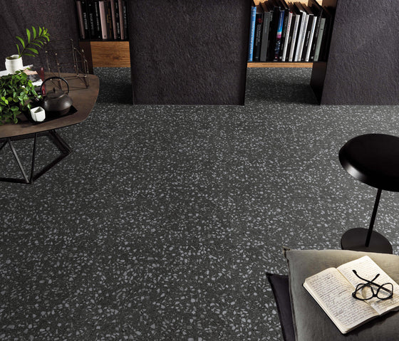 Bourke Charcoal Terrazzo Look Porcelain Tile Matt 600x600mm