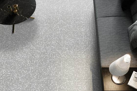 Bourke Grey Terrazzo Look Porcelain Tile Matt 600x600mm