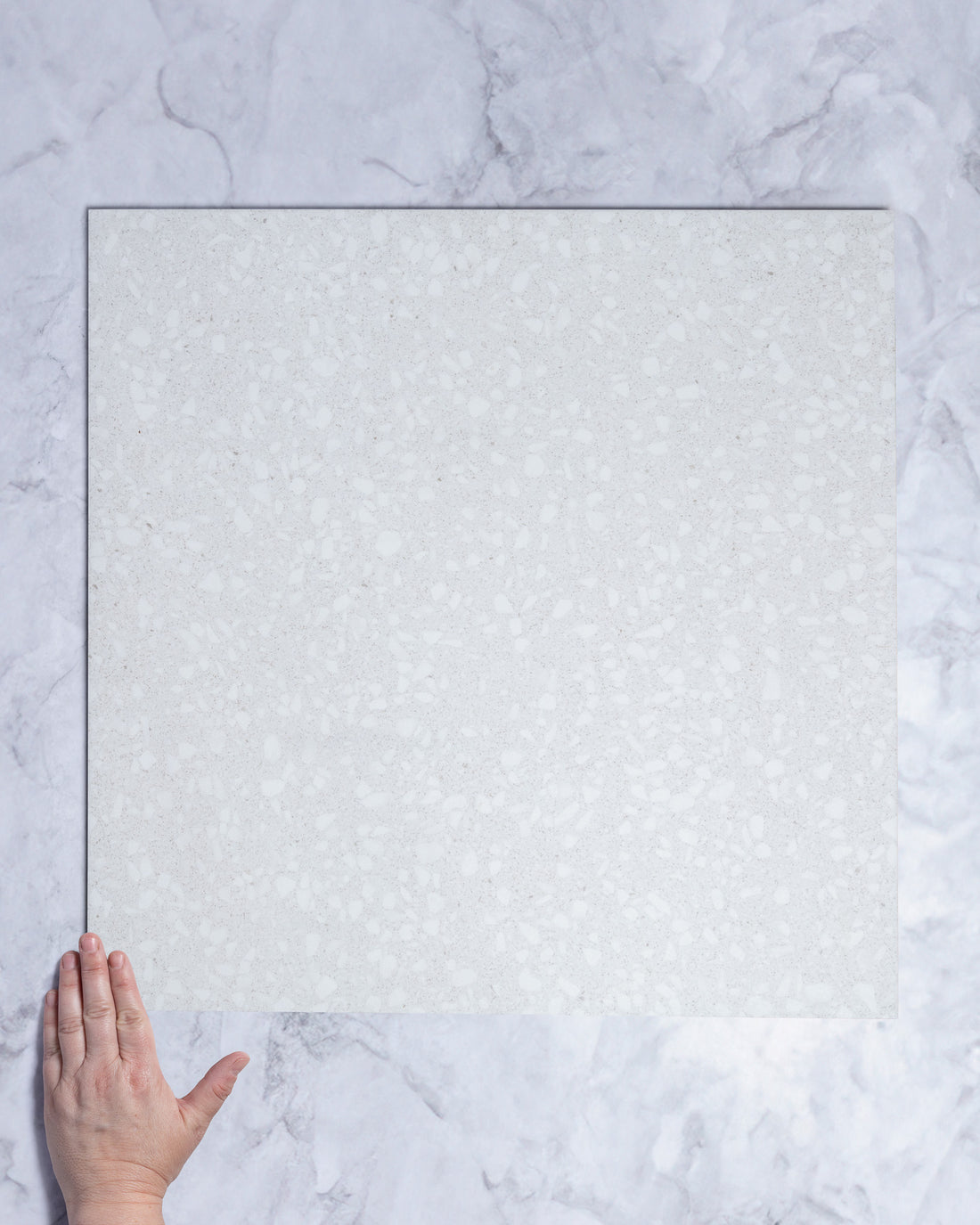 Bourke White Terrazzo Look Porcelain Tile Matt 600x600mm tile, view 1 - Tile Touch