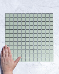 Bridges MINI Army Green Unglazed Full Body Porcelain Square Mosaic Tile 23 x 23mm tile, view 1 - Tile Touch