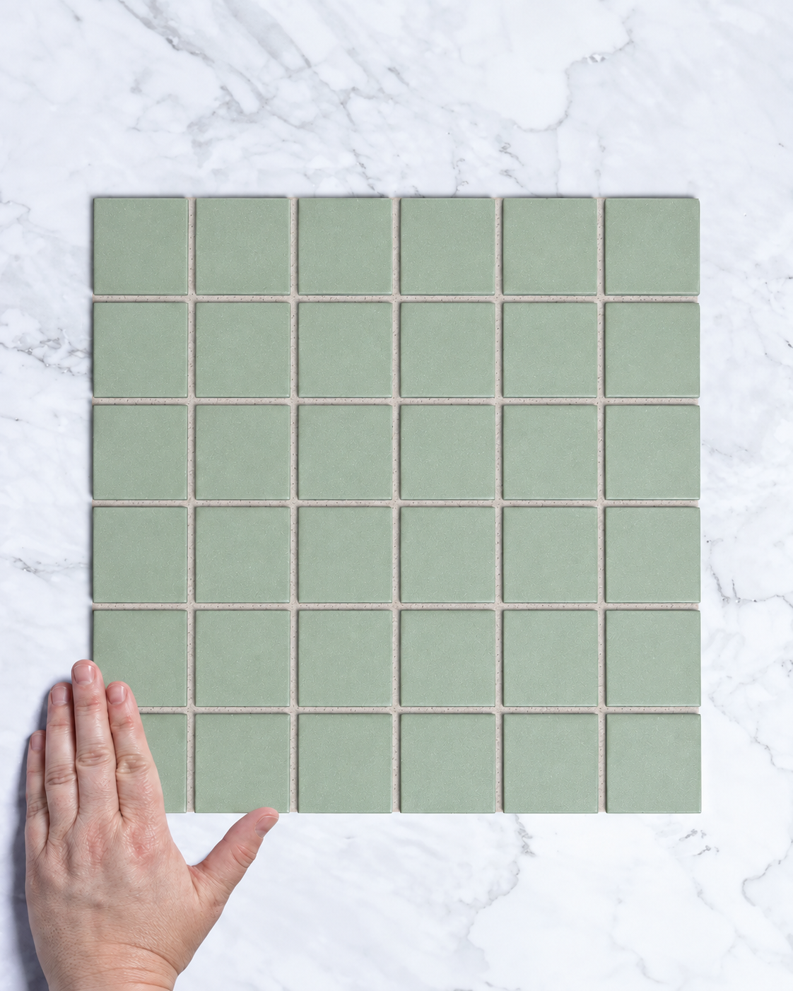 Bridges Army Green Unglazed Full Body Porcelain Square Mosaic Tile 48 x 48mm