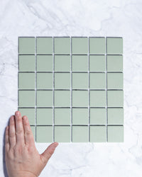 Bridges Army Green Unglazed Full Body Porcelain Square Mosaic Tile 48 x 48mm tile, view 1 - Tile Touch