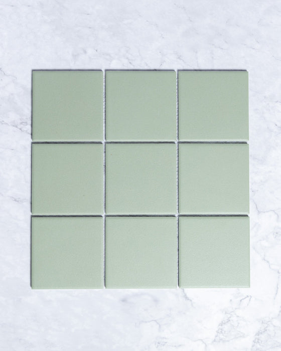 Bridges Army Green Unglazed Full Body Porcelain Square Mosaic Tile 97x97mm