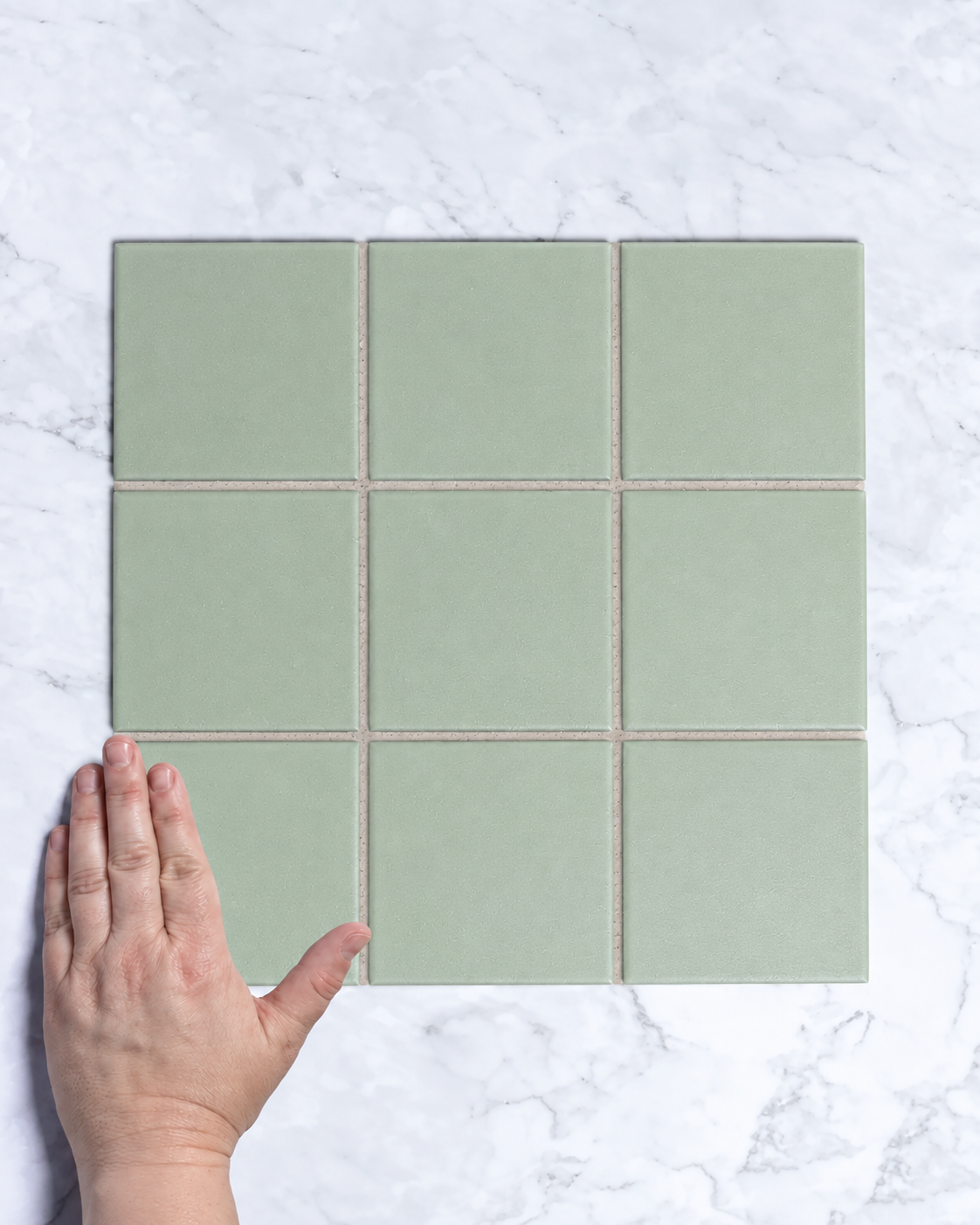 Bridges Army Green Unglazed Full Body Porcelain Square Mosaic Tile 97x97mm