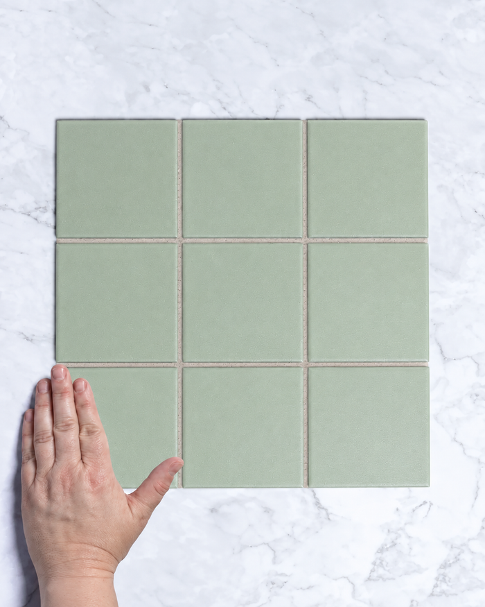Bridges Army Green Unglazed Full Body Porcelain Square Mosaic Tile 97x97mm