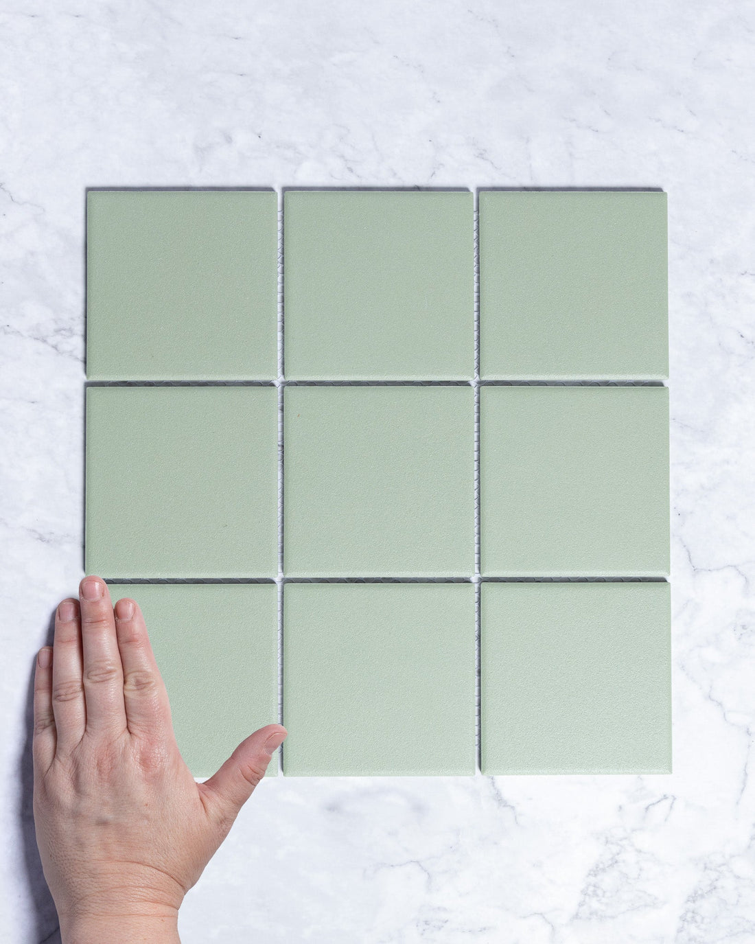 Bridges Army Green Unglazed Full Body Porcelain Square Mosaic Tile 97x97mm tile, view 1 - Tile Touch