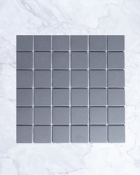 Bridges Charcoal Unglazed Square Mosaic Tile 48x48mm tile, view 2 - Tile Touch