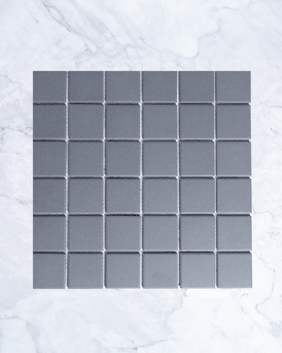 Bridges Charcoal Unglazed Square Mosaic Tile 48x48mm