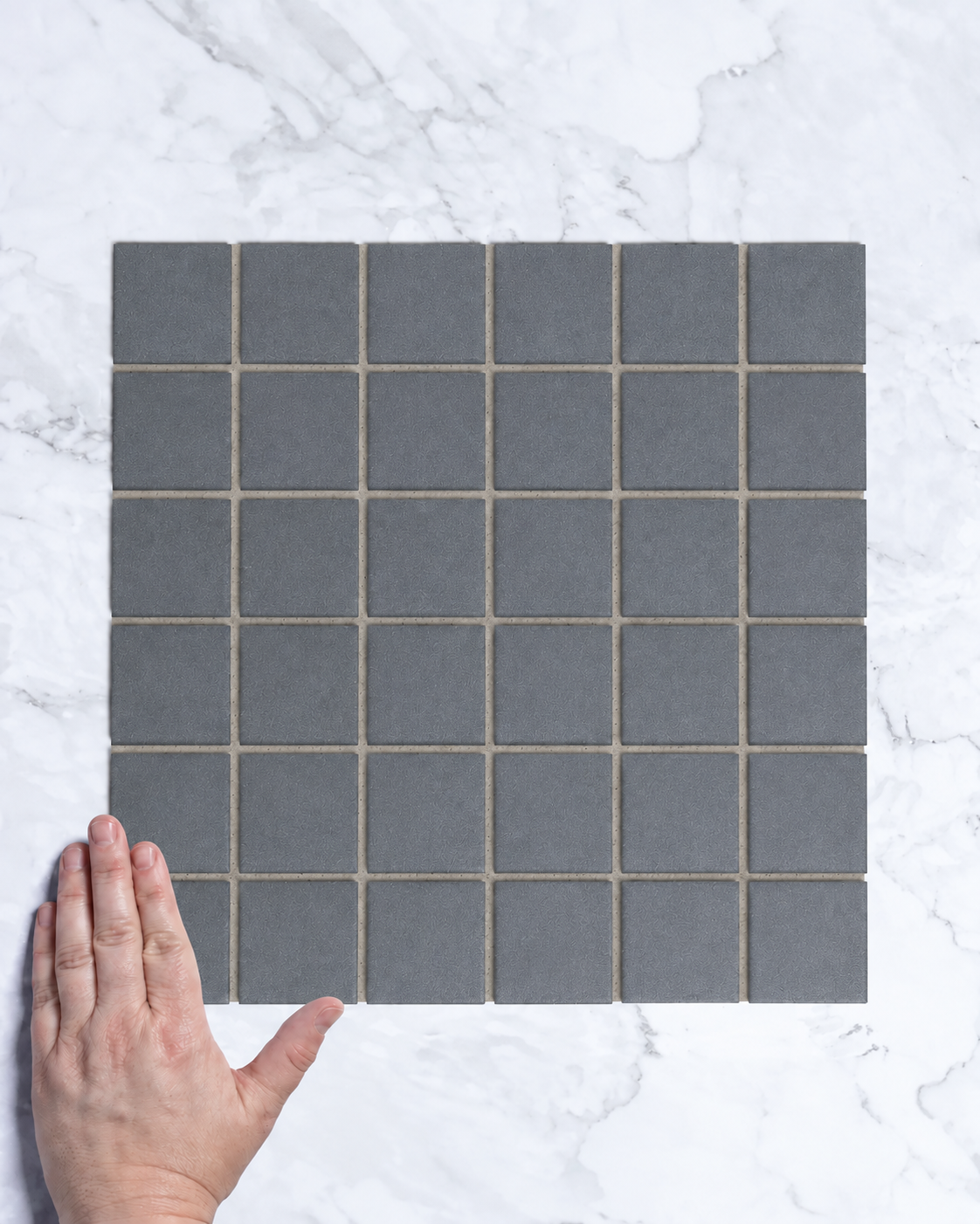 Bridges Charcoal Unglazed Square Mosaic Tile 48x48mm