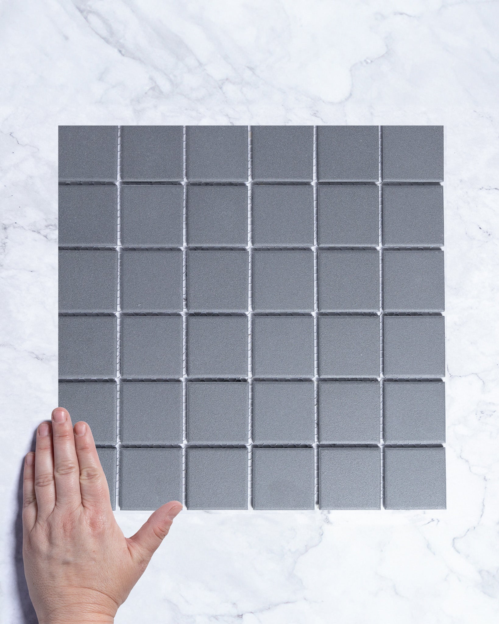 Bridges Charcoal Unglazed Square Mosaic Tile 48x48mm