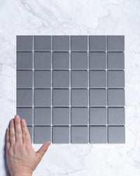 Bridges Charcoal Unglazed Square Mosaic Tile 48x48mm tile, view 1 - Tile Touch