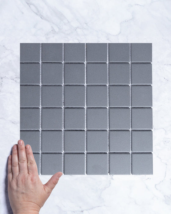 Bridges Charcoal Unglazed Square Mosaic Tile 48x48mm