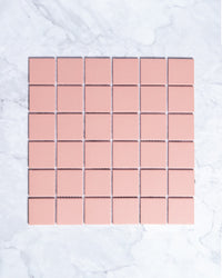 Bridges Coral Pink Unglazed Full Body Porcelain Square Mosaic Tile 48 x 48mm tile, view 2 - Tile Touch