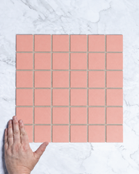Bridges Coral Pink Unglazed Full Body Porcelain Square Mosaic Tile 48 x 48mm tile - Tile Touch